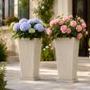 NicBex 24" Tall Planters for Outdoor Plants Set of 2 Square Fluted,Beige