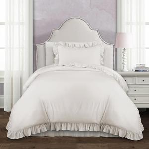 Lush Decor - Comforter Set, Soft Ruffled Bedding with Matching Sham, Cozy Essentials, Elegant Bedroom Decor (Reyna White, Twin XL)