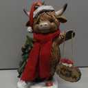 Gerson International Resin Holiday Highland Cow with Sign, 10.6-Inch, Multicolor