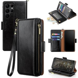 Antsturdy Samsung Galaxy S22 Ultra 5G Wallet with Card Holder for Women Men,Galaxy S22 Ultra 5G Phone case RFID Blocking PU Leather Flip Shockproof Cover with Strap Zipper Credit Card Slots,(Black) Antsturdy Samsung Galaxy S22 Ultra 5G Wallet with Card Holder for Women Men,Galaxy S22 Ultra 5G Phone case RFID Blocking PU Leather Flip Shockproof Cover with Strap Zipper Credit Card Slots,(Black)