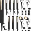 SUNVIE 12-Pack Low Voltage Pathway Lights Wired with Spotlights LED Outdoor Landscape Lighting Kit for Path, Garden, Yard, Patio, Cast-Aluminum, IP65 Waterproof, 12-24V AC/DC, 3000K Warm White, Black