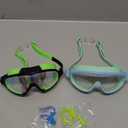 Rantizon Swim Goggles 2 Pack, Wide View Anti Fog&UV Swimming Goggles for Audlt, No Leaking Swim Glasses for Men Women Kids (Green & Light Blue)