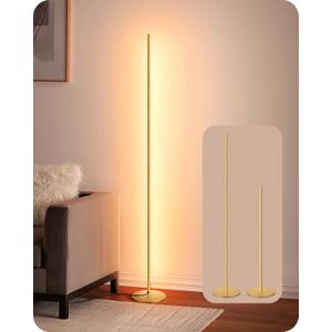 EDISHINE LED Corner Floor Lamp, Modern Slim Dimmable Light, Adjustable Height, 57.5" Minimalist Tall Lamp for Living Room, Bedroom, Office, 3000K Warm White Light (Gold)