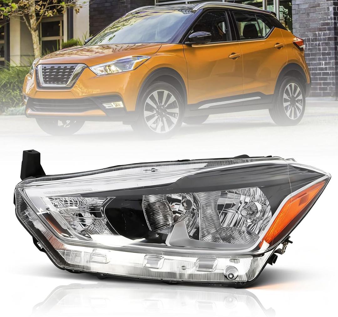 Driver Side Halogen Headlight Compatible with Kicks S/SR/SV 2018-2020 Headlamp 26060-5RL0A NI2502264 (Left)