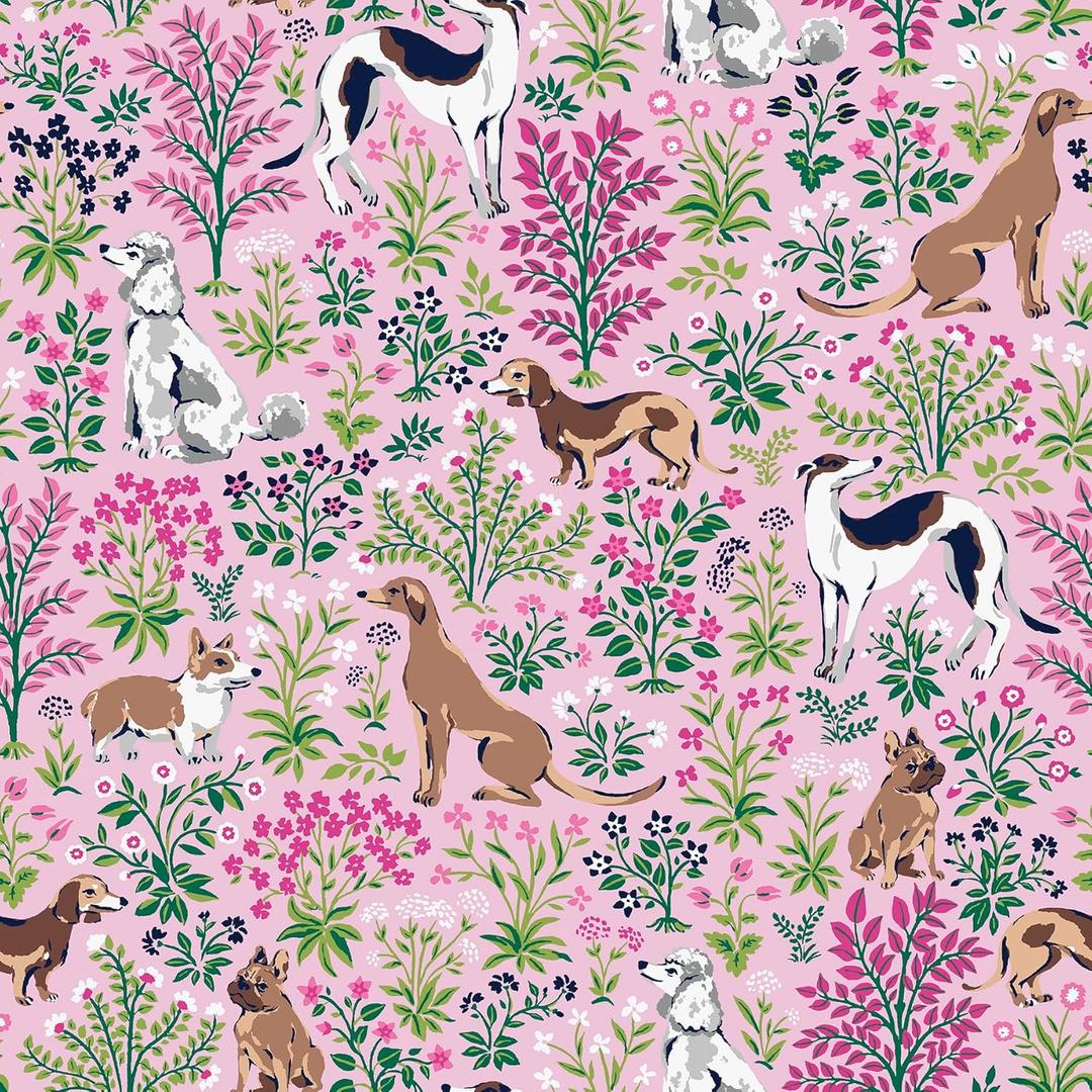 NuWallpaper x Printfresh Must Love Dogs Pink Peel and Stick Wallpaper, PFS6379