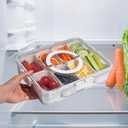WACOI Divided Snack Serving Tray with Lid and Handle Travel Snackle Charcuterie Container Portable Storage Organizer for Candy, Fruits, Nuts, Snacks, Party, Picnic 2 Packs White