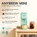 Tastyle Mini Hot and Iced Coffee Maker Single Serve, for K Cup and Ground, 6 to 14 Oz Brew Sizes, with Recipe Book, for Home, Travel, RV, Office and Dorm, Mint