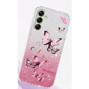 for Samsung Galaxy A14 5G Case with Lanyard, The Stars are Covered with a Glittering Butterfly Pattern for Samsung Galaxy A14 Phone Case