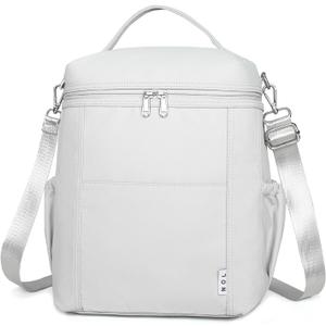 NOL Natural Organic Lifestyle Insulated Lunch Bags for Women Cooler Bag Lightweight Nylon Waterproof Lunch Box For Work (Gray White, Large)