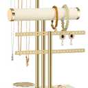 bussdis 3 Tier Bracelet Holder Display - Detachable T Bar Beige Velvet Bracelet Holder, Jewelry Holder Organizer for Bracelet, Necklace, Earrings, Rings
