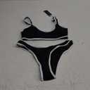 SherryDC Women's Sexy Scoop Neck Bikini Sets Color Block High Cut Thong Brazilian Two Pieces Swimsuit Bathing Suit, Size: S