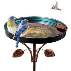 DREAMSOUL 38 Inch Bird Bath with 5 Prongs Stake, Vintage Bird Bath for Outside, Garden Metal Birdbath Stake for Yard Lawn Decor