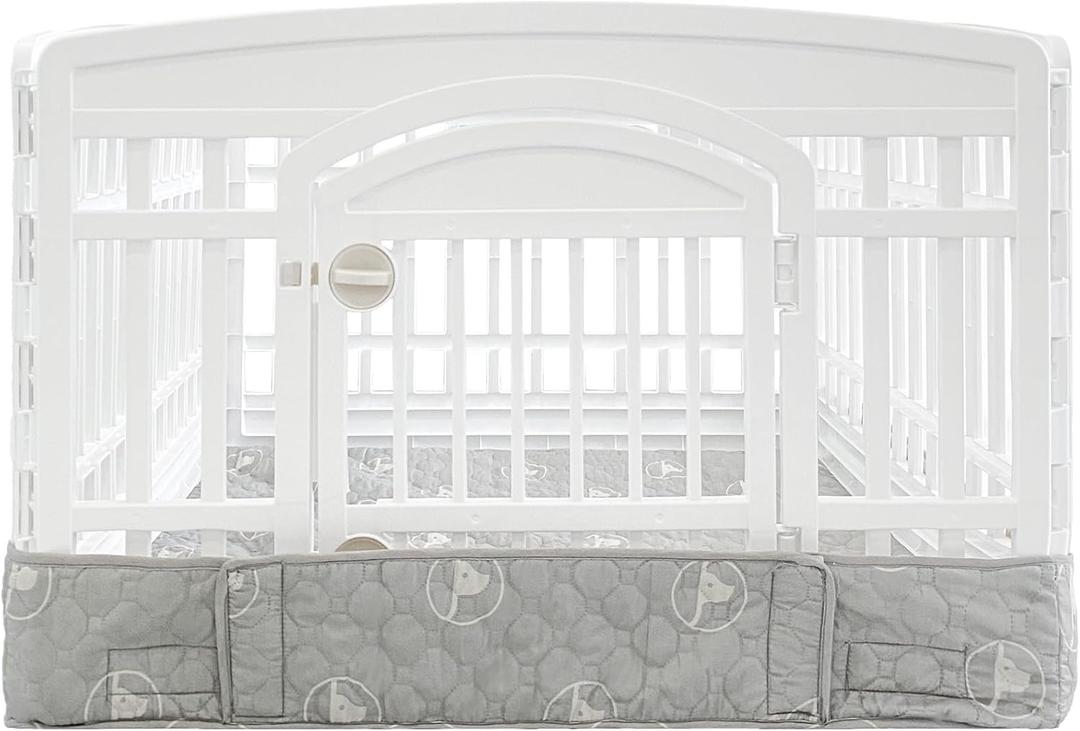 PJYuCien Dog Playpen Bottom Pad Fits for 36 Inch 4 Panels Exercise Pet Pen, Using as a Fence Stabilization and Puppy Pen Mat, Hoop and Loop Design, Grey (Playpen Not Included) (Gery)