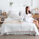 COTTEBED Ultra-Soft Queen Bed Set with Comforter and Sheets - 7 Pieces Bed in a Bag Lightweight All Season, Aesthetic Boho Hotel Polycotton Queen Down Comforter and Bedding Sheet Set Pillowcase White