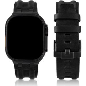 LETOID Leather Band Compatible with Apple Watch Ultra 3 /Ultra 2 /Ultra 49mm 46mm 45mm 44mm Bands, Women Men Vintage Genuine Leather Strap for iWatch Series 11 10 9 8 7 6 5 4, SE 3 2 1, Ultra 3 2 1 (Retro Black)