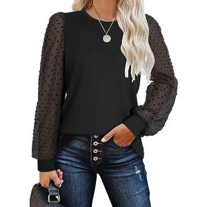 WIHOLL Long Sleeve T Shirts for Women 2025 Fall Outfits Clothes Crewneck Tops Tunic Business Dressy Casual Black Large