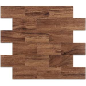 2026 New Upgrade Peel and Stick Backsplash Tile, Peel and Stick 11.34" X 11.57" Wall Tile for Kitchen, Bathroom, Fireplace, Laundry (Brown Woodgrain, 10 Packs)