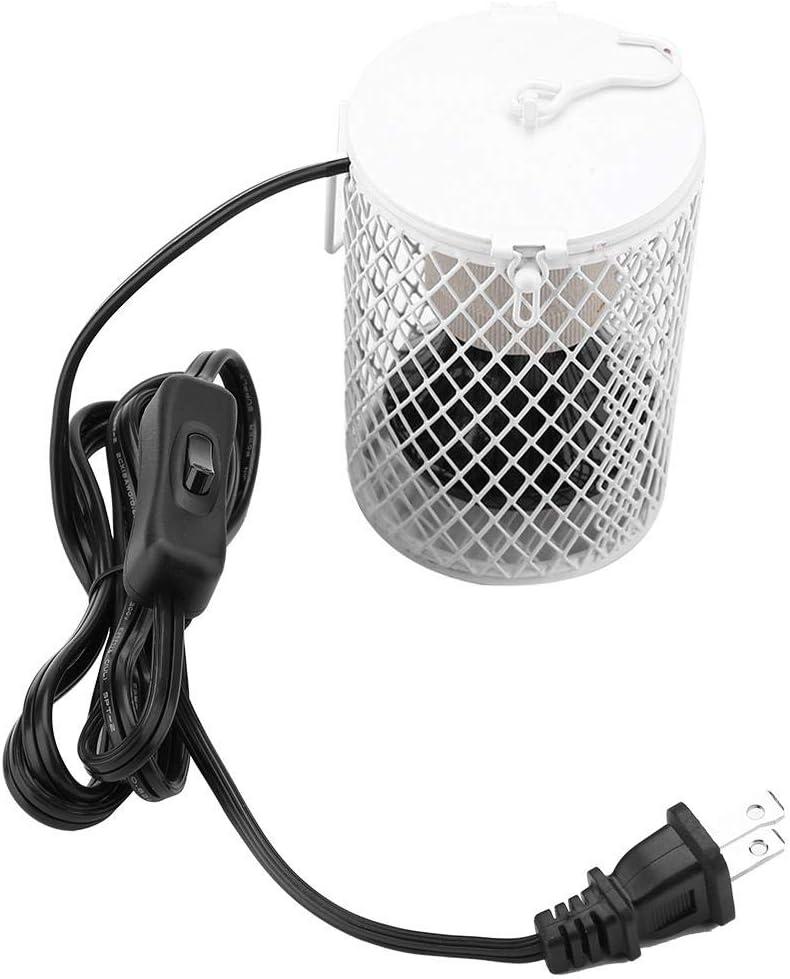 Ceramic Heat Emitter, 100W Ceramic Heat Preservation Light for Reptile Fast Heating Heat Lamp Bulbs with Cage for All Kinds of Reptiles Turtle Snakes Lizards Frogs Chicks((White ((White Us Plug))