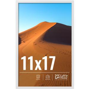 LaVie Home 11x17 Picture Frame for Wall Display, 11x17 White Picture Frame with HD Plexiglas, 11 x 17 Poster Frame 1 Pack, Display Frame for Vertical or Horizontal, Classic Collection