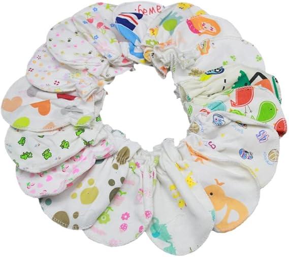 10 Pairs of Cute Unisex Baby Mittens - Random Color Cartoon Anti-Scratch Newborn Mittens, Soft Elastic Comfy Baby Gloves for Newborn Babies 0-6 Months