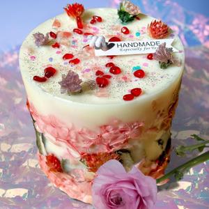 Botanical Crystal Candle, Organic Natural Dried Flowers, Aromatherapy, Scented Fragrance, Meditation, Manifestation, Intention, Christmas, Gift for Woman (Rose Globe Amaranth, Forget-Me-Not/Hydrangea)