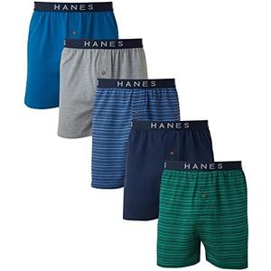 Hanes Men's 5-Pack Ultimate Dyed Exposed Knit Boxer with ComfortFlex Waistband-Assorted Colors XL