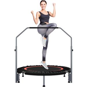 ALTLER 48" Foldable Mini Fitness Rebounder with Adjustable Foam Handle, Max Load 330/440 lbs, Indoor Cardio Exercise Rebounder for Adults