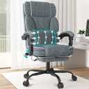 Executive Office Chair with Footrest, Ergonomic Reclining Computer Desk Chair with Adjustable Lumbar Support, 360 Swivel, Breathable Fabric, 400lbs Capacity for Home & Office (Grey)
