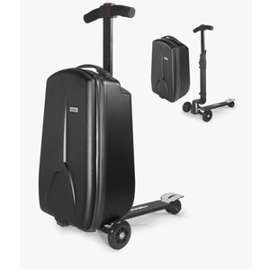 iubest Scooter Luggage Carry On Scooter Suitcase for Kids Age 4-15, Detachable & Foldable 4 in 1 Kids Suitcase, Multifunctional Ride On Travel Trolley Scooter Combo-Black