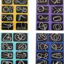 Metal Brain Teaser Puzzles, Set of 32 with Pouch, Steel IQ Games Physics Mind Metal Puzzles for Adults, Basket Stocking Stuffers for Boys Girls Adults Challenge Gifts