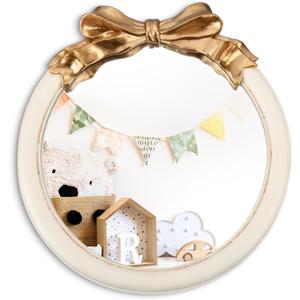 18 Inch Nursery Mirror, Bow Wall Mounted Mirror for Girl Princess Vintage Nursery Decor for Girls Bedroom