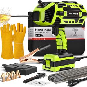 Welding Machine Handheld,20-120A 110V Portable Stick Welder 20pcs Rods,IGBT Hand Held Welder Machine withHot Start Arc Force Anti-stick ARC Welder Gun,6 Variable Current Adjustment (Green)