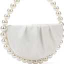 CARIEDO Pearl Soft Face Pleated Handbag Advanced Evening Bag Party Prom Bride Purse Phone Clutch Purse