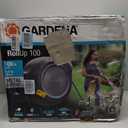 GARDENA Retractable Garden Hose Reel - 100 Feet - Auto Retract Hose Reel with 180 Swivel Wall Mount - Heavy Duty - Integrated Spray Nozzle - 08055