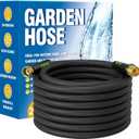 Flexible Garden Hose Water Pipe - 25FT Lightweight Garden Water Hose, Portable Patio Hose with Solid Brass Fittings and Double Latex Core for Pet Washing, Black