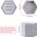 4 x WantGor Velvet Jewelry Ring Box, 3 Slots Hexagon Ring Gift Box Vintage Ring Display Holder Case for Wedding Ceremony Proposal Engagement (Gray)