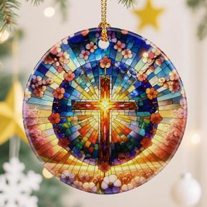 2 x Christmas Ornaments, Christian Cross Ornament, Xmas Decor, Christmas Tree Ornaments, Xmas Decorations for Tree, Holiday Ornament, Christian Gift, Religious Gifts