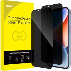 JETech Privacy Full Coverage Screen Protector for iPhone 16e 2025, iPhone 14 6.1-Inch, Anti-Spy Tempered Glass Film, Edge to Edge Protection Case-Friendly, 2-Pack