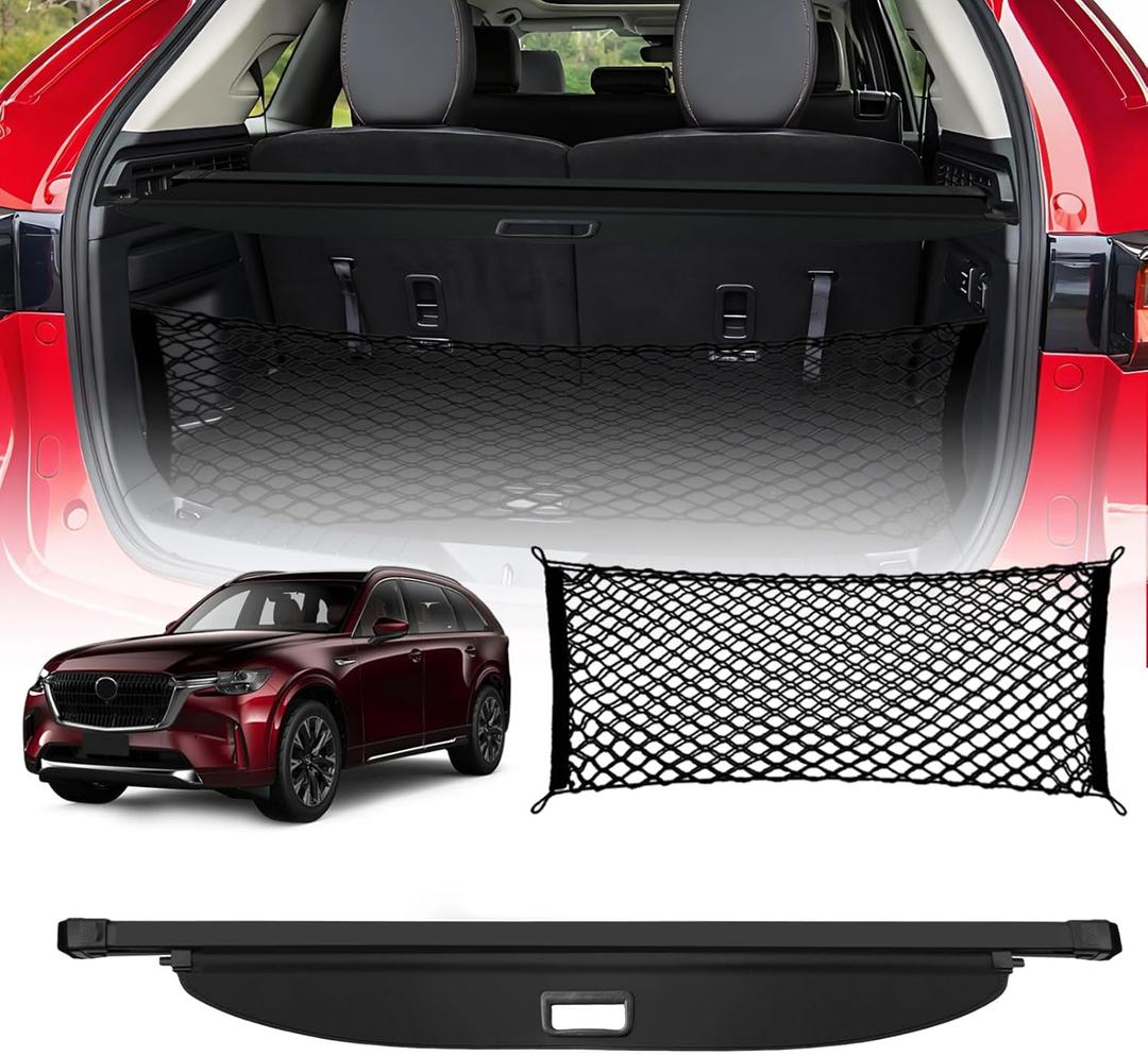 Cargo Cover for 2025 Mazda CX90 - Tesmirror Retractable Cargo Cover Compatible with 2024-2025 Mazda CX-90 Tonneau Cover Rear Trunk Cargo Security Shade Cover for Mazda CX 90 Accessories