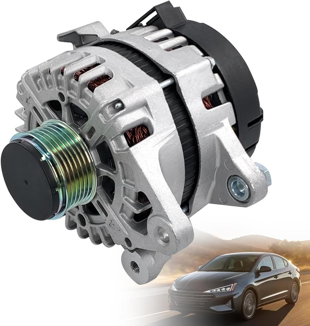 373002E721 61001473 150A 12V Alternator Compatible with 2017 2018 2019 2020 Hyundai Elantra, 2017 2018 2019 2020 2021 Kia Forte, 2020 2021 Kia Forte5, L4 2.0L, 37300-2E721, 11934, 11934N