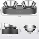 PETKIT 304 Stainless Steel Elevated Cat Bowls&Dog Bowls,Raised Cat Food and Water Bowl Set, Non-Slip, Anti Vomiting 15Tilted Cat Small Animal Plate
