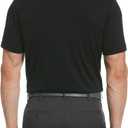 PGA Tour Men's Airflux Solid Mesh Short Sleeve Classic Golf Polo Shirt (Black, XXXL)
