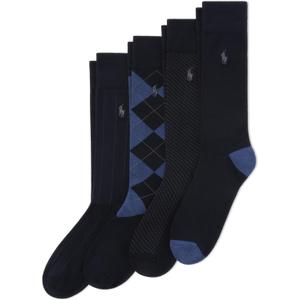POLO RALPH LAUREN Men's Assorted Pattern Dress Crew Socks (4-Pack) Size 6-12.5