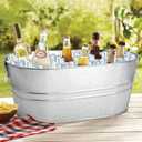 2 Pack 4 Gallon Galvanized Tub Ice Buckets for Parties Portable Beverage Tub with Handles Champagne Bucket Metal Ice Buckets for Cocktail Bar with Ice Scoop (EXP 12/31/36)