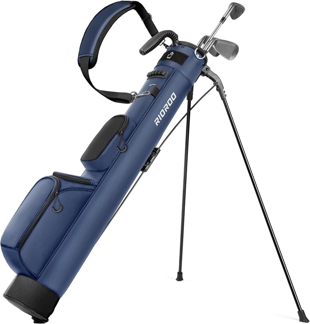 Golf Stand Bag, Lightweight Par 3 Golf Bag Holds Up to 7 Clubs with Two Way Dividers Cooler Pocket Shoulder Strap and Multiple Storage Pockets for Men and Women