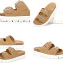 Women Platform Sandals, Arch Support Slides with Adjustable Buckle Straps, Open-Toe Wedge Chunky Sandals for Summer Size 5-10 (6, Brown)