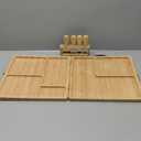 Charcuterie Boards Gift Set, Chezerra Bamboo Cheese Board Set, Folding Cheese Board with Knife Set, Unique White Elephant Gift, House Warming Gift, Wedding Gift, Portable Outdoor Cheese Plate