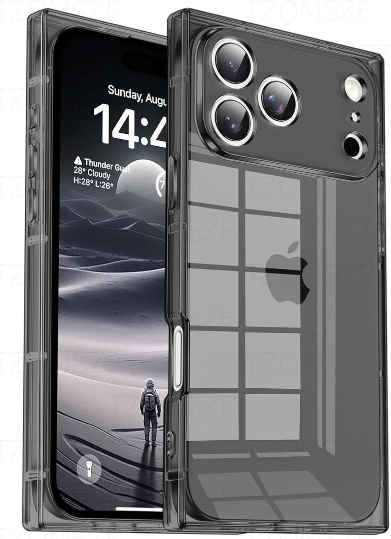 Tzomsze Case Compatible with iPhone 17 Pro Max Clear Case,Camera Protection,Reinforced Corners TPU Slim Shockproof Case Cover for Women Girls 6.9 inch-Transparent Black