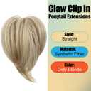 Claw Clip in Ponytail Extensions Short Hair Pieces for Women Messy Fake Bun Style Hairpieces (Dirty Blonde)