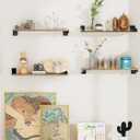 Floating Shelves for Wall, Shelves for Decor Storage Set of 6, Wall Mounted Wood Shelf for Bedroom, Living Room, Bathroom, Kitchen,Long Picture Ledge Shelves. (Brown)